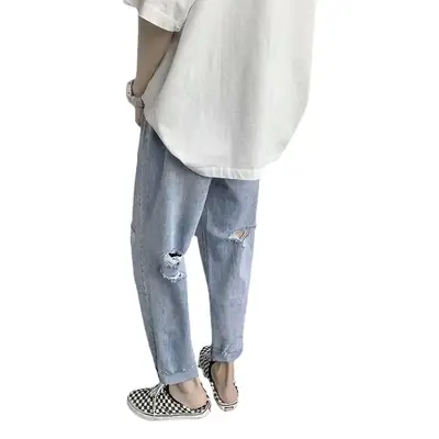 Men's Thin Cropped Ripped Jeans Summer Pants