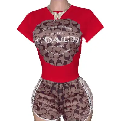 Pink Printed Cotton Shorts Set for Women