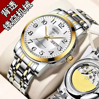 Men's Stainless Steel Quartz Watch with Gold Dial