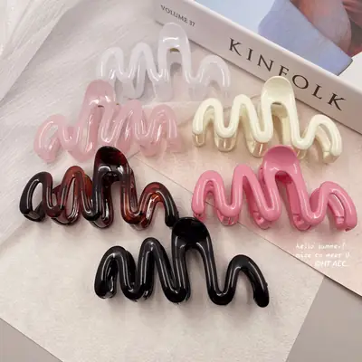 Pink Water Wave Hair Clip for Girls All Match Jewelry