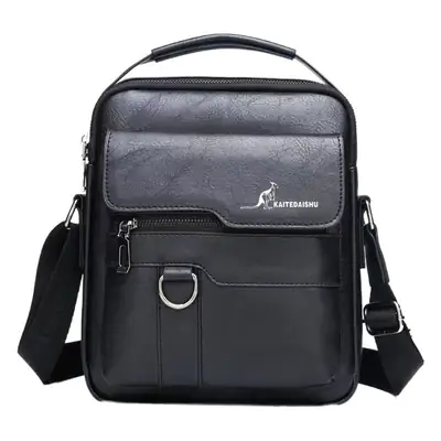 Men's Waterproof Shoulder Bag Brown Leather Large Capacity
