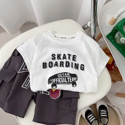 Boys White Cartoon T-Shirt Summer 2026
