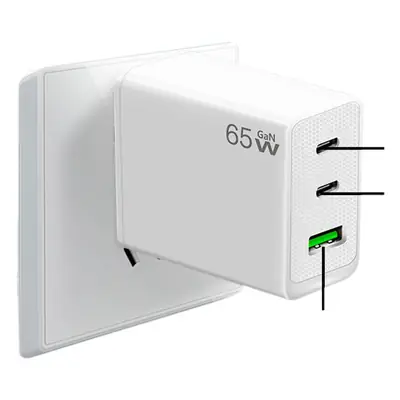 65W Gallium Nitride Charger White Multi-Port