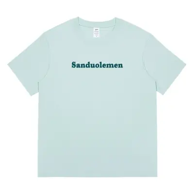 Men White Cotton Sandolemen Letter T-Shirt