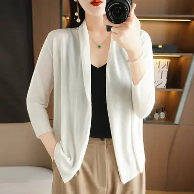 Women's Thin Ice Silk Long Sleeve Cardigan