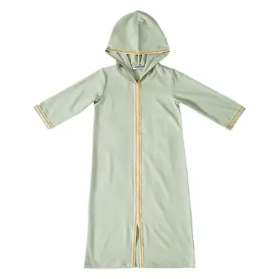 Girls Green Hooded Kurta Set with Belt