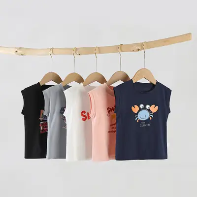 Baby Sleeveless T-Shirt Pink Pure Cotton New Style