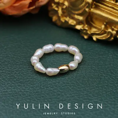 Natural Fresh Water Pearl Elastic Ring for Women