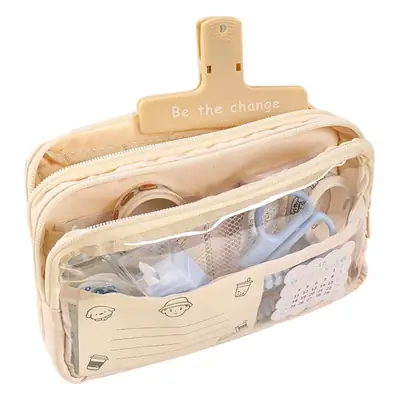 Three Layer Transparent Pencil Bag for Girls Junior High School