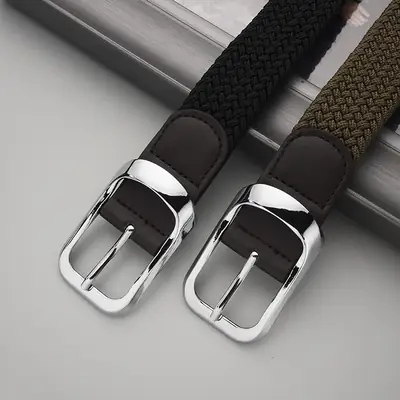 Unisex Braided Belt Punch Free Elastic All Match