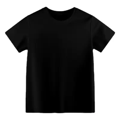 Children's Pure Cotton Black T-Shirt Round Neck Half Sleeve