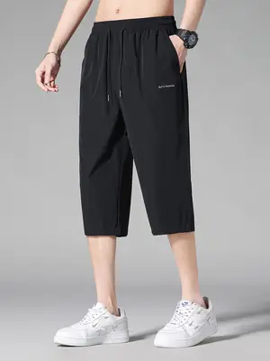 Men's Black Ice Silk 3/4 Capri Shorts