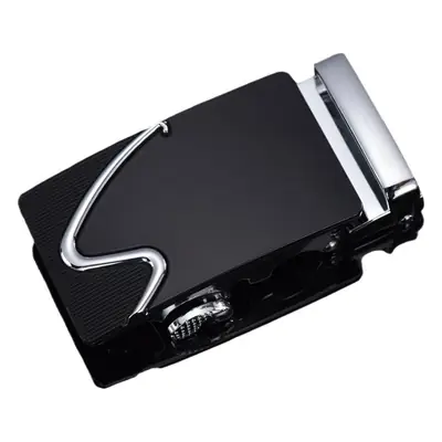 Men's Leather Belt 3.5" Automatic Buckle Black