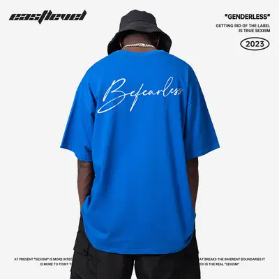 American high street men T-shirt Back Print Loose Fit Cotton