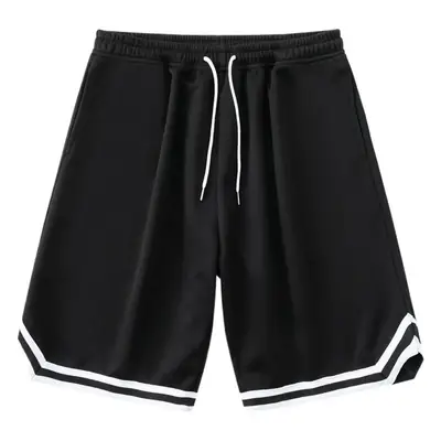 Men Ice Silk Basketball Shorts Knee Length Black