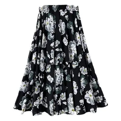 Black Ice Silk Pleated Skirt for Women