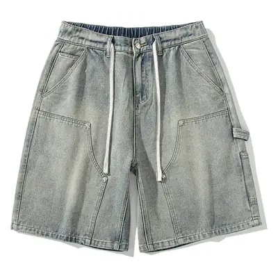 Men Denim Shorts Light Grey Casual Half Pants