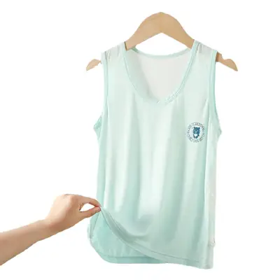 Children's Light Blue Sleeveless Vest with Bear Print