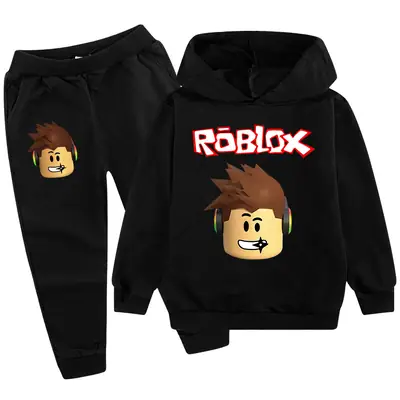 Roblox Kids Hoodie Pants Set Blue Black Cartoon Print