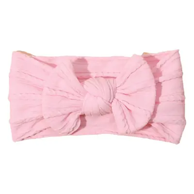 Newborn Baby Headband with Bow, Beige Nylon Jacquard