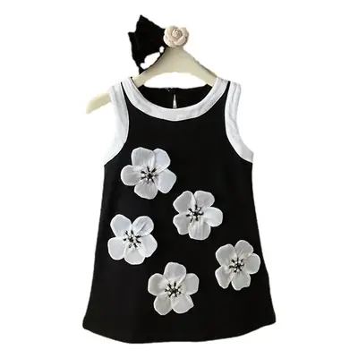 6531 Sleeveless Black Princess Dress Summer Hepburn Vest Flower Children's Cake Dress Baby Dress