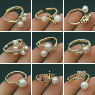 Retro Pearl Ring with Palace Style Winding Gold
