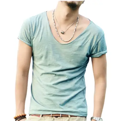Men Korean Style Short Sleeve T-Shirt Grey Slim Fit