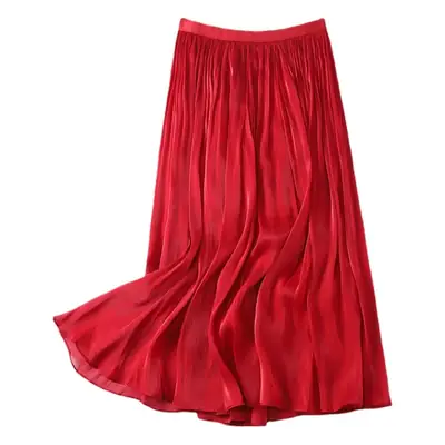Elegant Silk Skirt Women's A-Line Draping