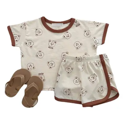 Baby Cotton Shorts Set Pink Bow Print