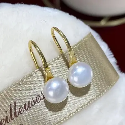 Natural Freshwater Pearl Ear Hooks 3-5mm French Retro Gold