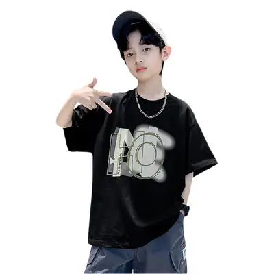 Boys Cotton Printed T-Shirt Black Mid Large