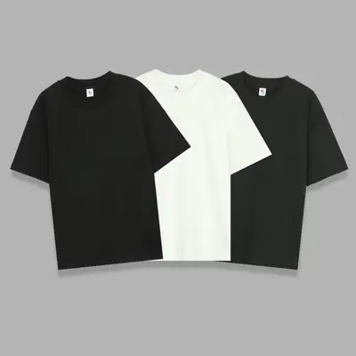 Men White Cotton T-Shirt Wide Neck Loose Fit