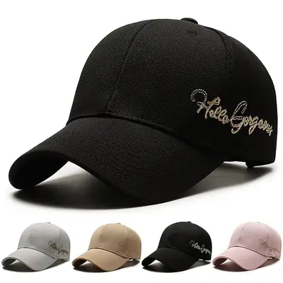 Korean Style Black Baseball Cap for Women