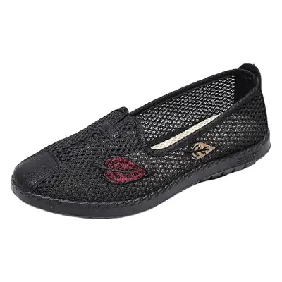 Maroon Mesh Slip-On Women Shoes Soft Breathable