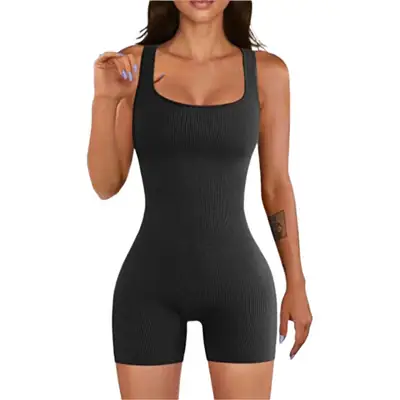 Women's Blue Ribbed Yoga Jumpsuit 2023