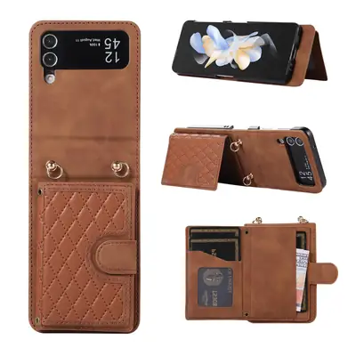 Brown Quilted Zflip Phone Holder with Strap