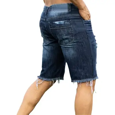 Men's Distressed Denim Shorts Slim Fit Casual Shorts