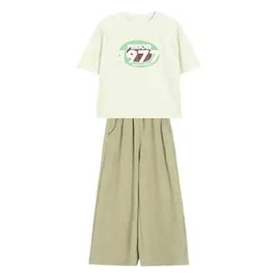 Girls Summer Casual Tote Bag Set Green Loose Fit