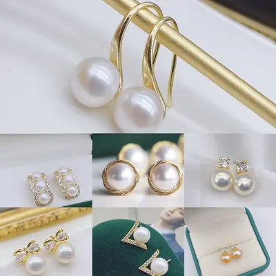 Natural Pearl Earrings Gold Plated Joker Fashion