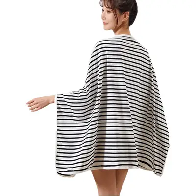 Cotton Striped Breastfeeding Shawl Spring Autumn Cover