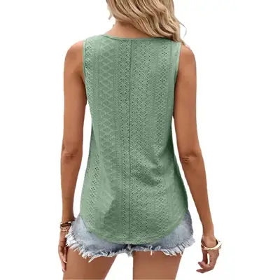2023 Women's Hollow Knitted V-Neck Vest with Cross Strap