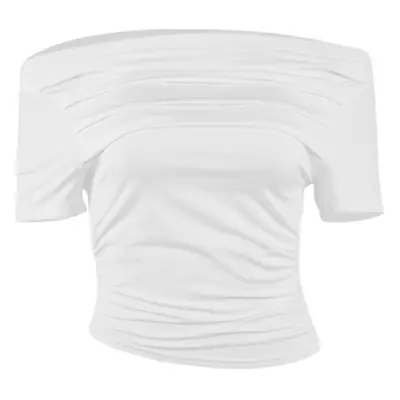 White Cross-Border Women's Crop Top T-Shirt Spring Autumn Ins