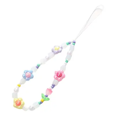 Crystal Tulip Mobile Phone Chain Pink Anti-Lost Wrist Band