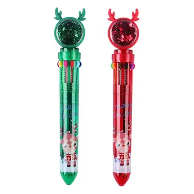 Christmas Sequins Press 10 Color Ballpoint Pen for Kids