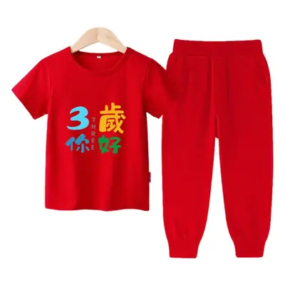 Red Baby Suit for Boys 1 Year Old Short Sleeve Trousers