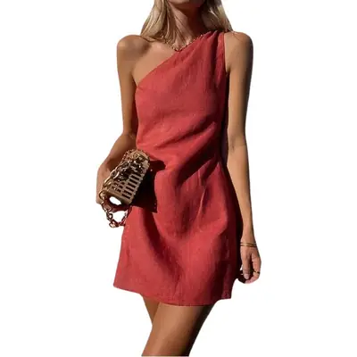 2025 New Style Sleeveless Red Dress Women