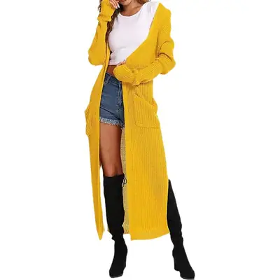 Women's Long Knitted Cardigan Multi-color Long Coat