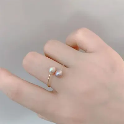 Natural Freshwater Pearls Open-Ended Ring White