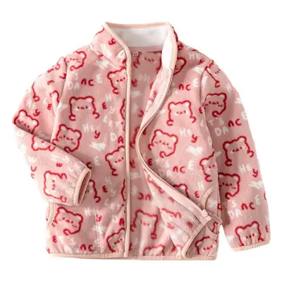 2025 New Baby Fleece Jacket Bear Print Long Sleeve