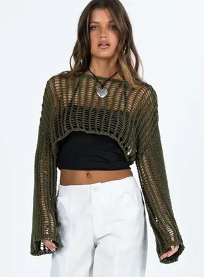 Black Long Sleeve Knitted Sunscreen Blouse for Women